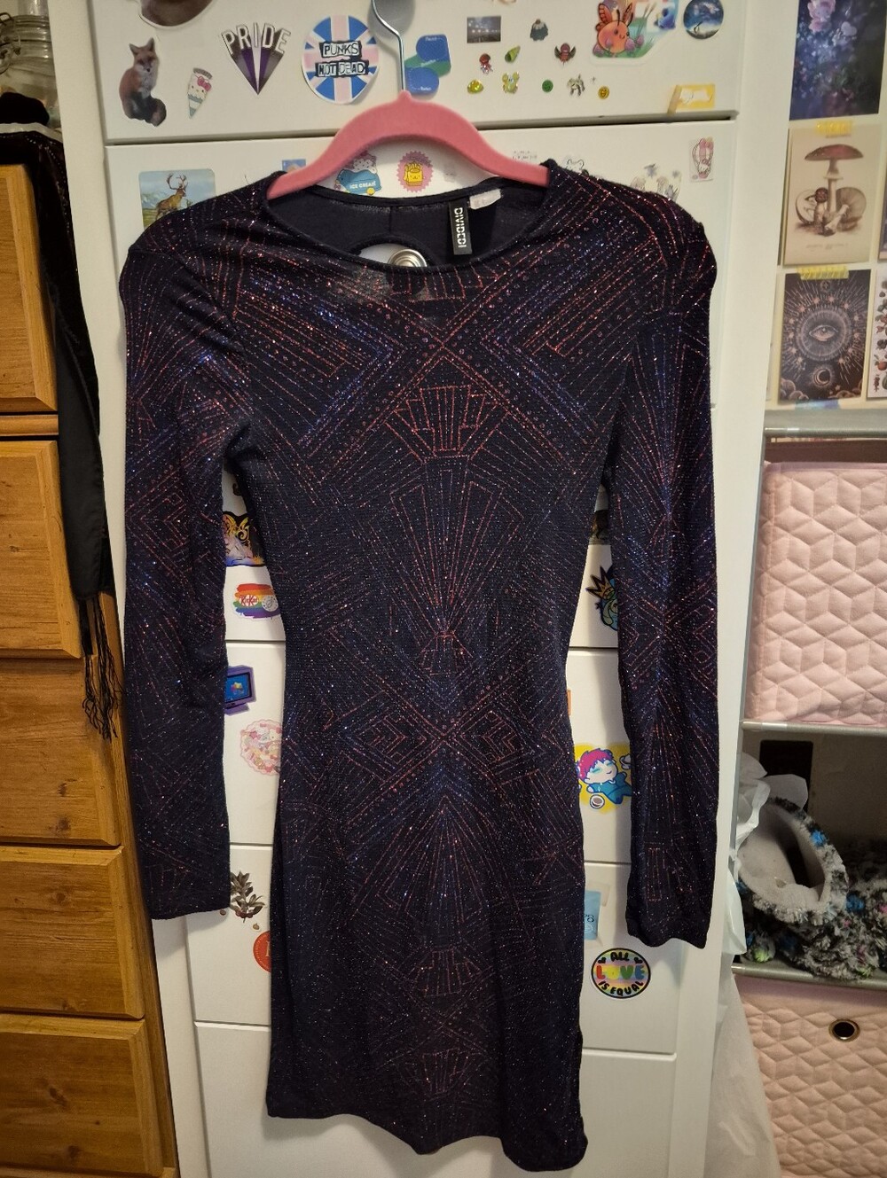 Divided Geometric Bodycon Long Sleeve Backless Dress